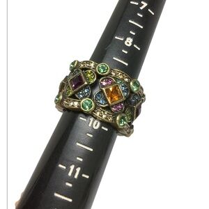 Heidi Daus Vibrant Crystal Ring with Gold Accents